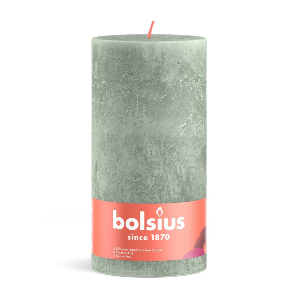 Bolsius rustic pillar candle 19x6.8 cm jade green