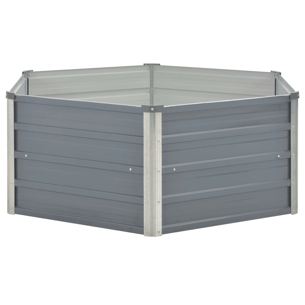 Vidaxl Raised Planter 129x129x46 cm Galvanized Steel Grey