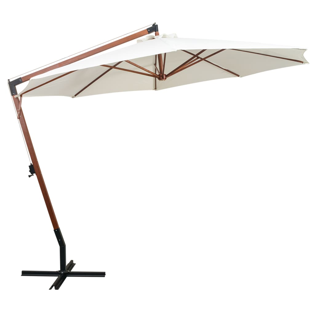 Vidaxl Cantilever Parasol with Wooden Pole 350 cm White