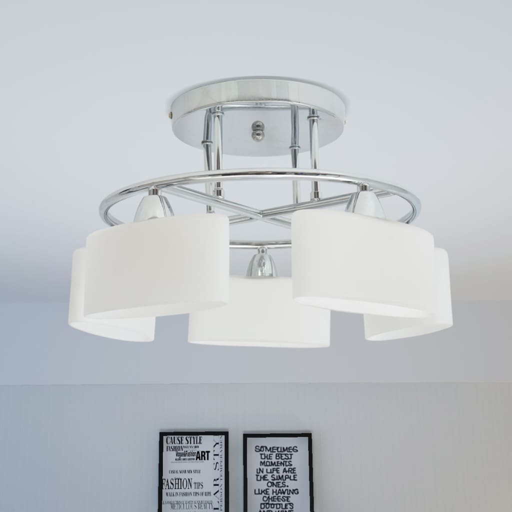 Lampada a soffitto Vidaxl con cappucci di vetro a forma di ellips 5xe14 200w