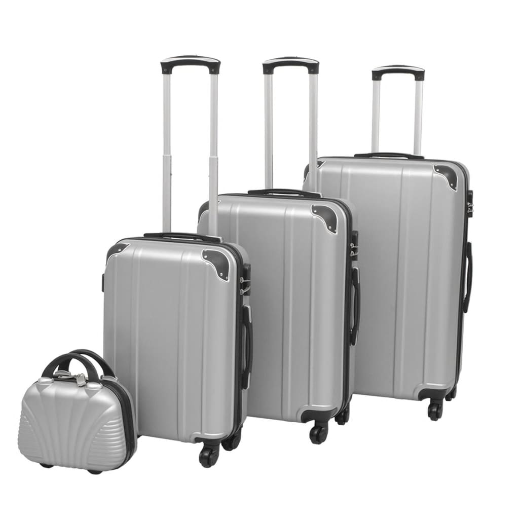 Vidaxl Hard Rolling Case Set Silver 4-dlg