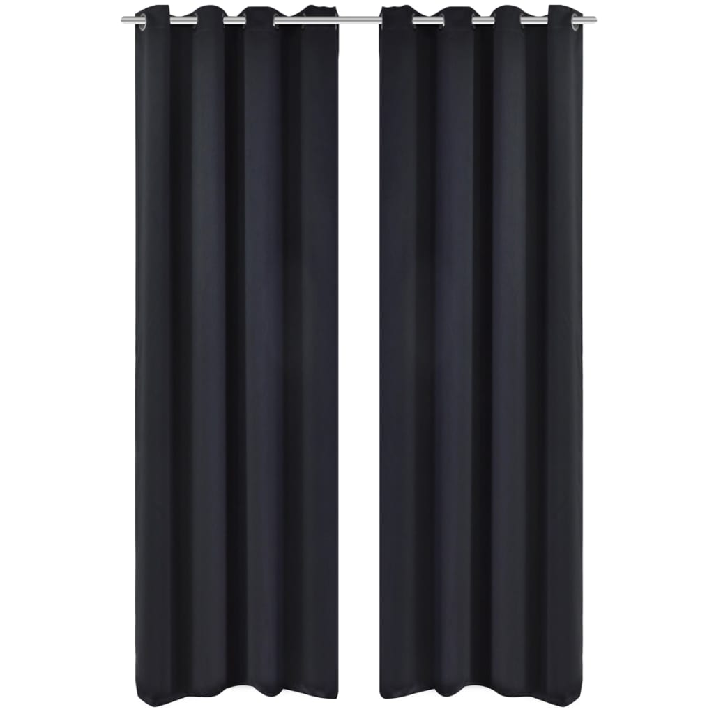 Vidaxl curtains with metal rings, blackout, 135x175 cm, 2 pcs