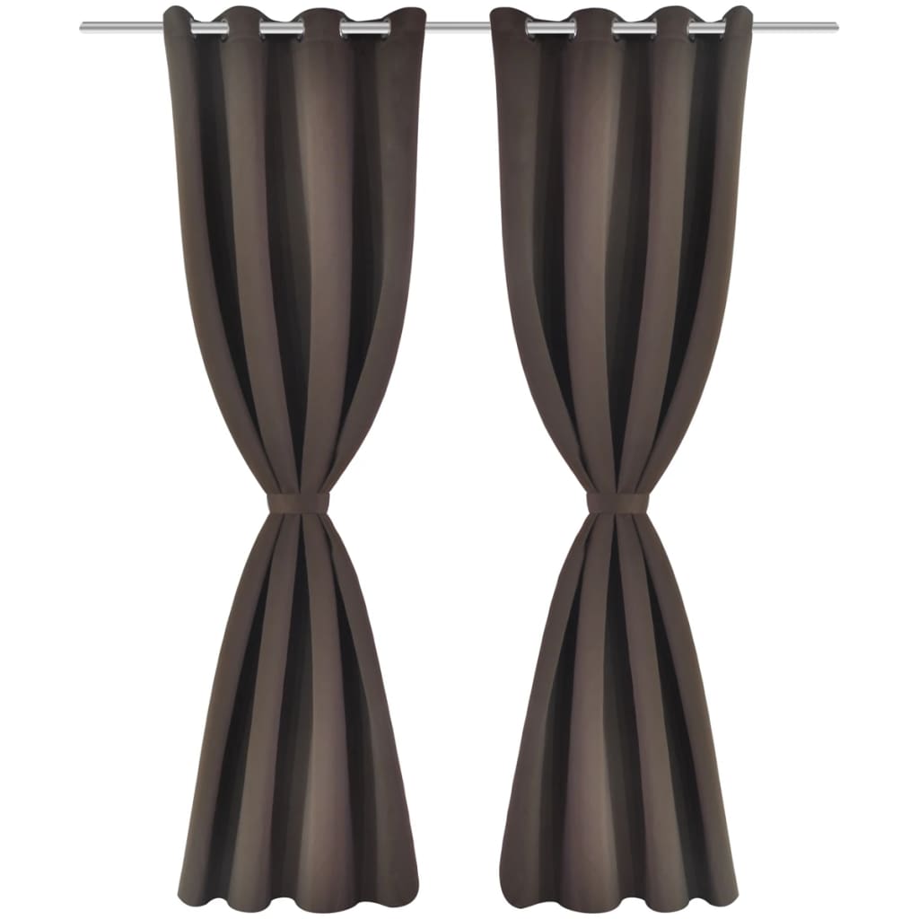 Vidaxl curtains with metal rings blackout 135x175 brown 2 pcs