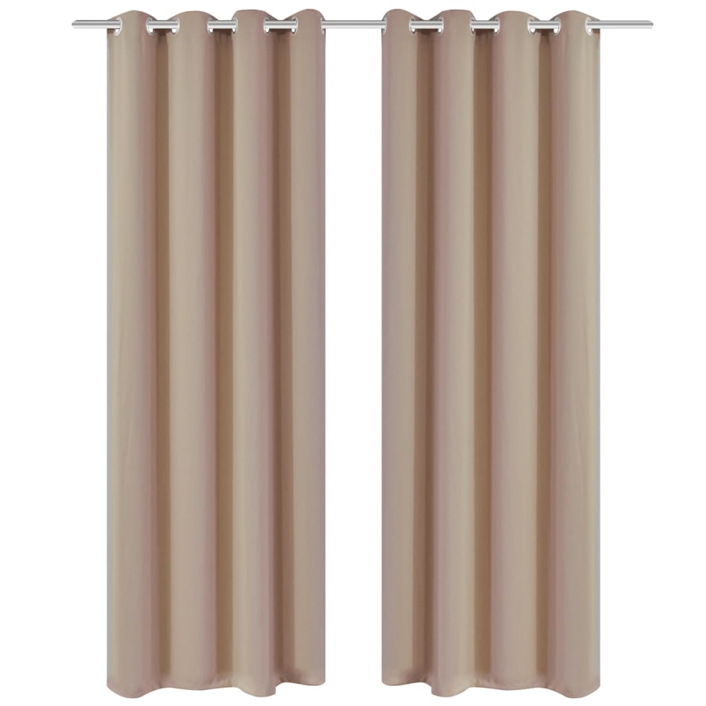 Vidaxl curtains with metal rings, blackout, 135x175 cream, 2 pcs