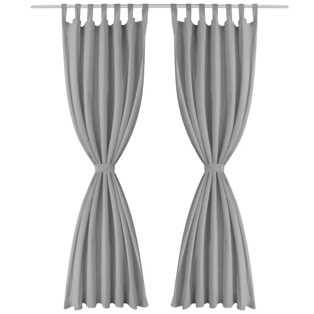 VIDAXL-Mikrosatinvorhänge mit Schleifen 140x175 cm grau 2 PCs
