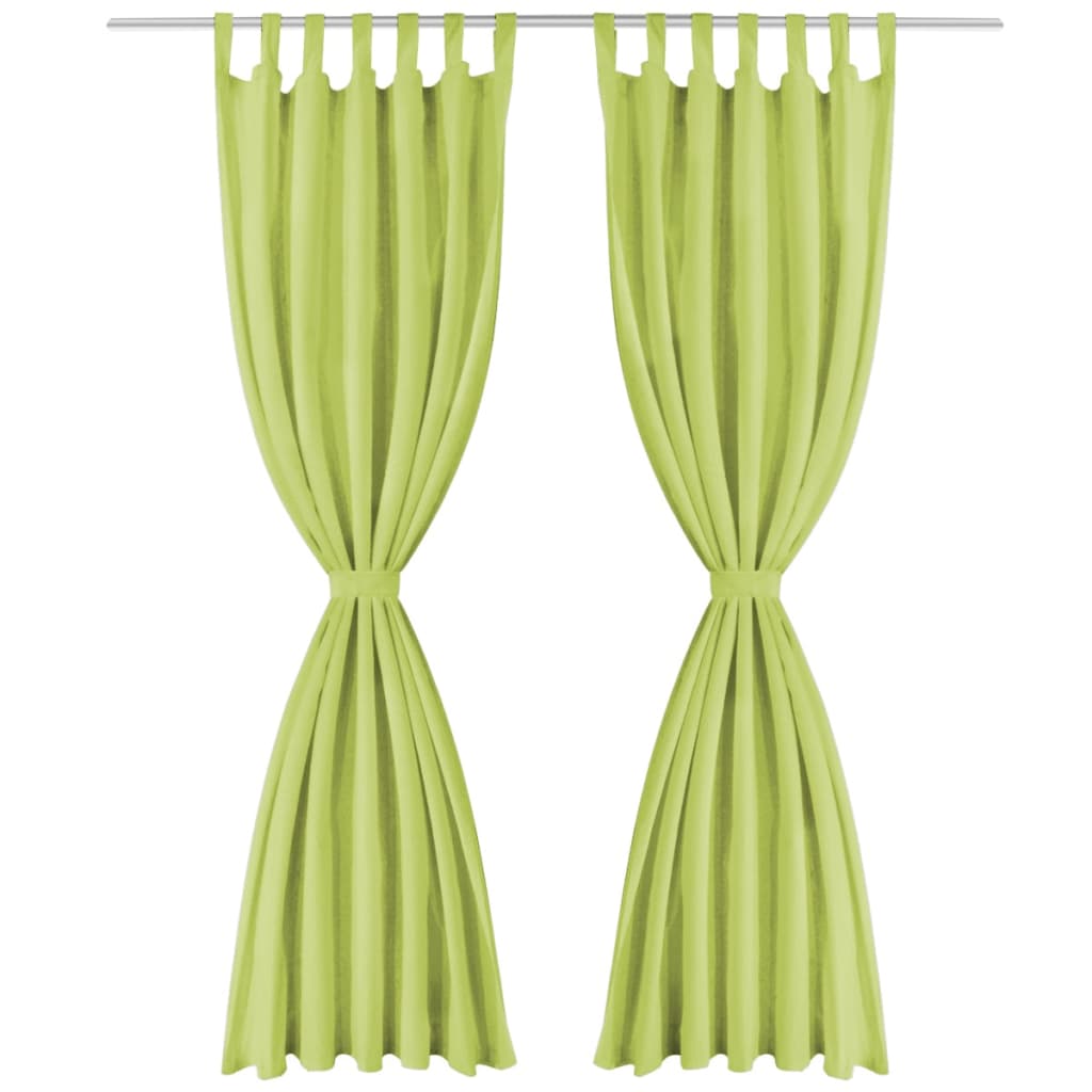 Vidaxl micro satin curtains with loops 140x175 cm green 2 pcs