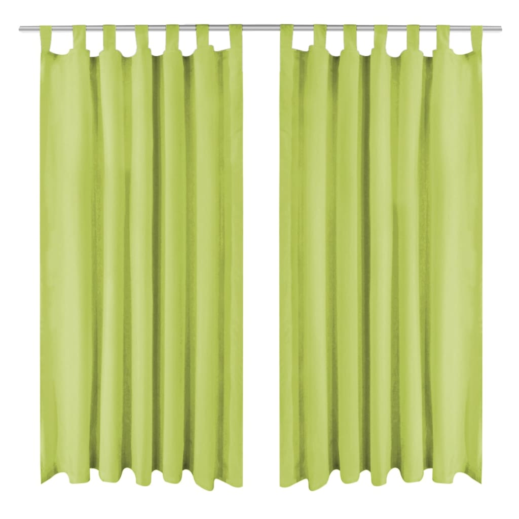 Vidaxl micro satin curtains with loops 140x225 cm green 2 pcs