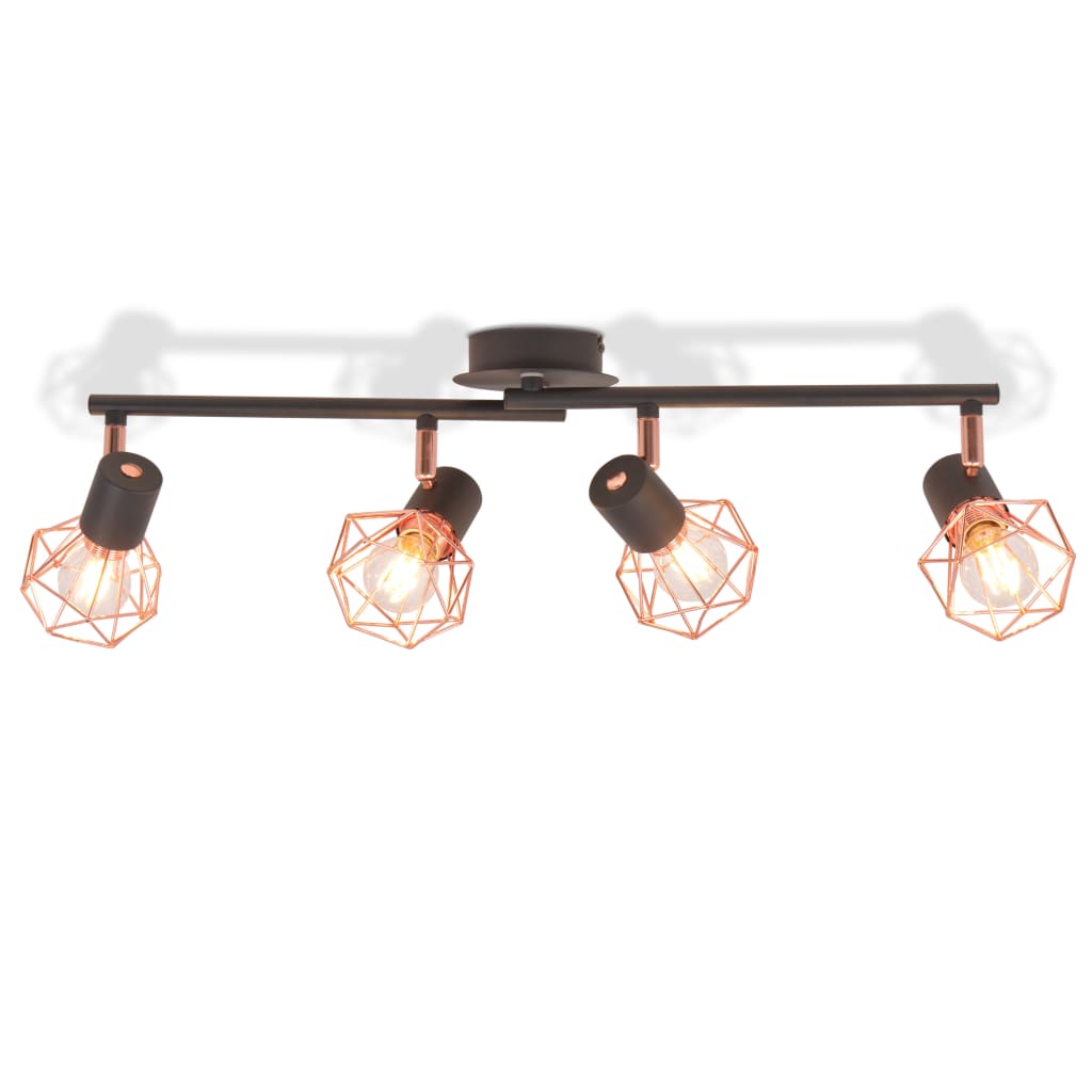Vidaxl Plafond Lampe avec 4 projecteurs E14 Black and Copper