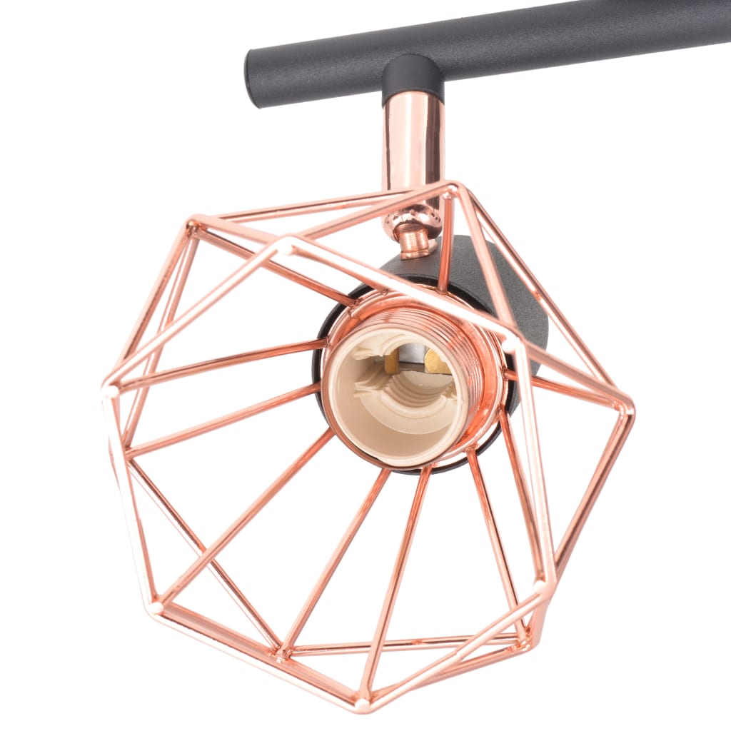 Vidaxl Plafond Lampe avec 4 projecteurs E14 Black and Copper
