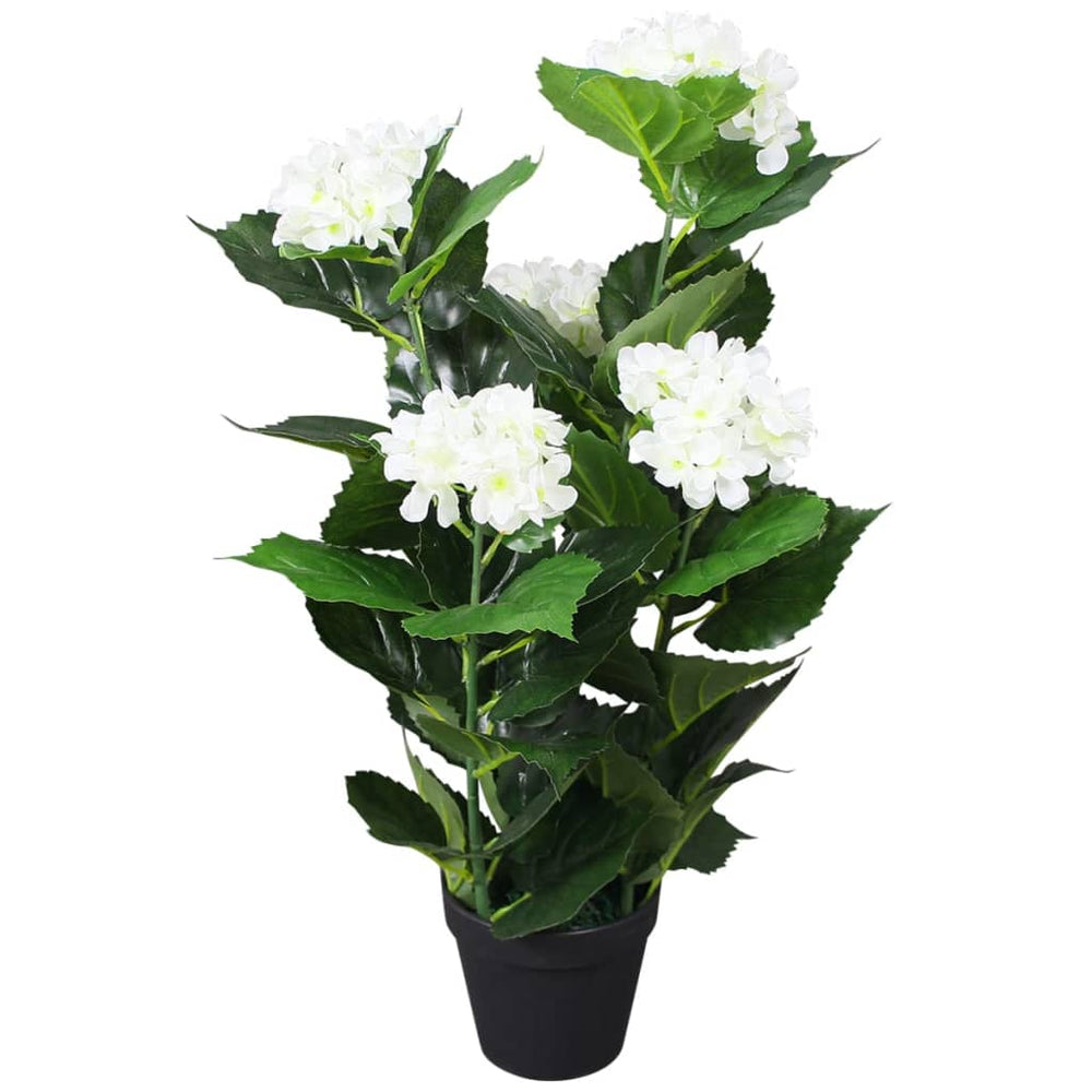 Vidaxl artificial hydrangea plant with pot 60 cm white