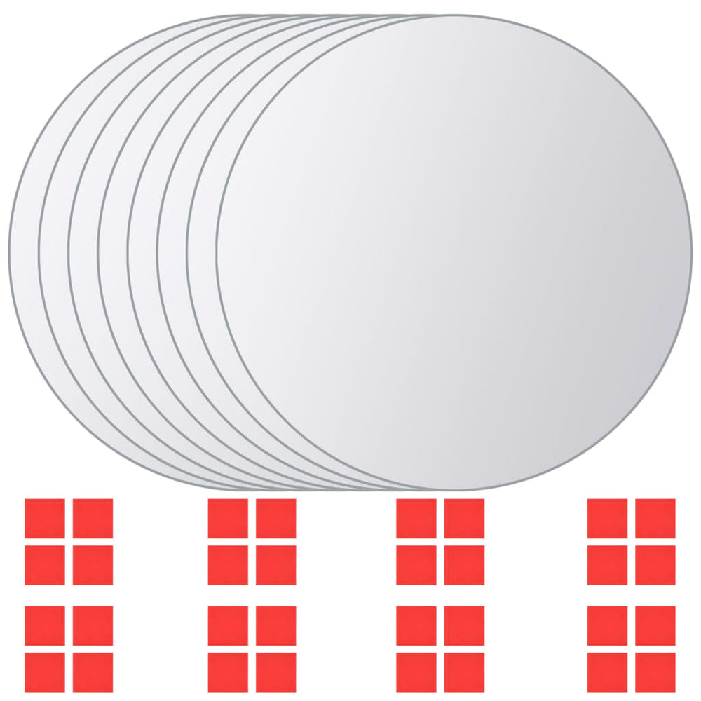 Vidaxl 8 pcs round glass mirror tiles