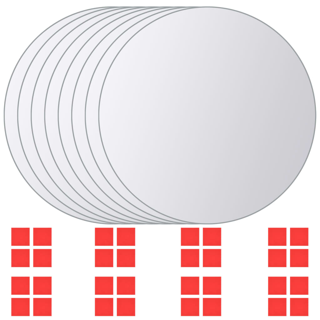 Vidaxl 8 pcs round glass mirror tiles
