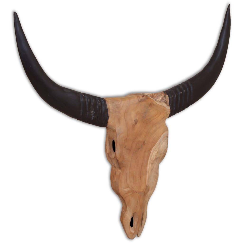 Vidaxl bull statue wall mounted 69x6x60 cm teak wood
