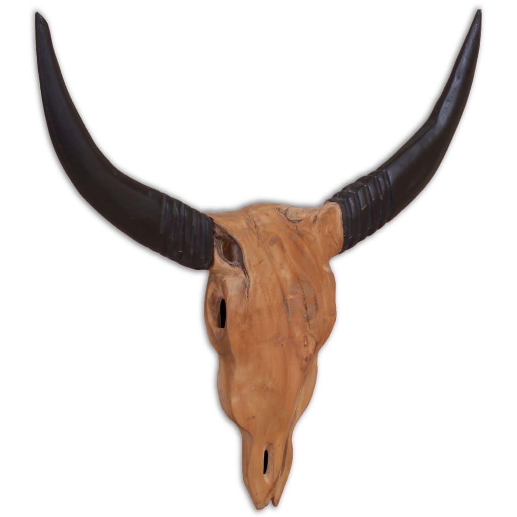 Vidaxl bull statue wall mounted 69x6x60 cm teak wood