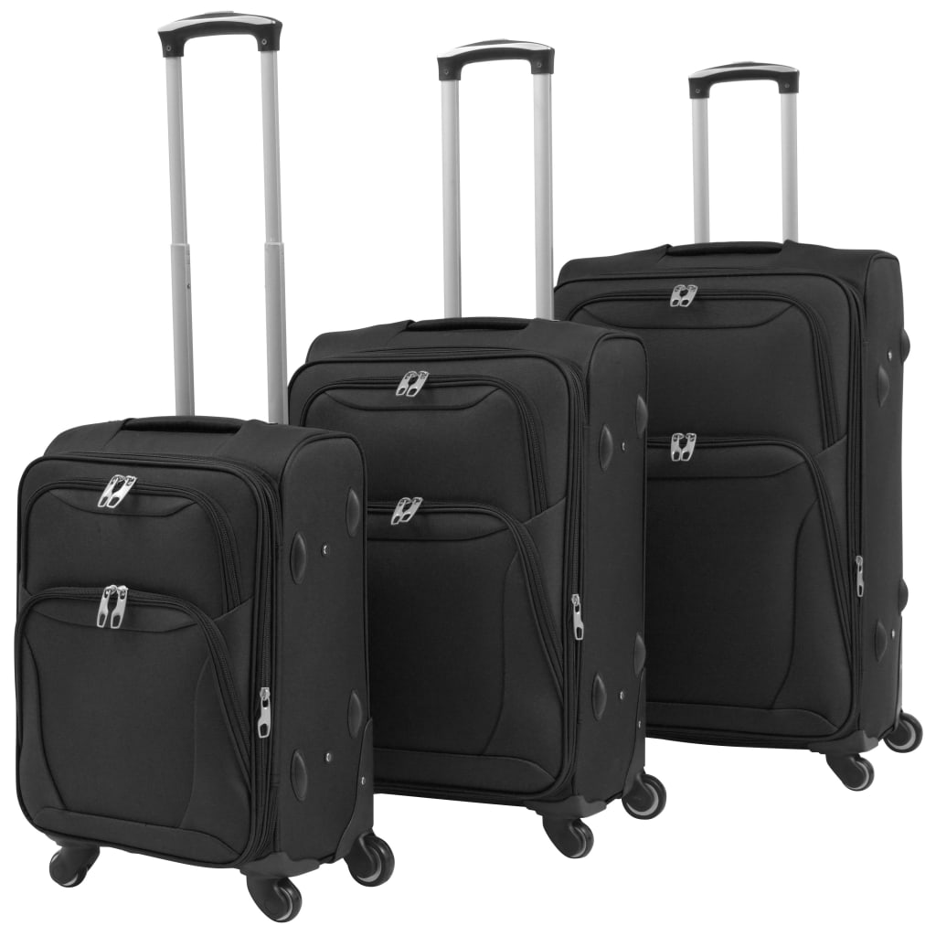 Vidaxl Trolleyset preto de 3 peças