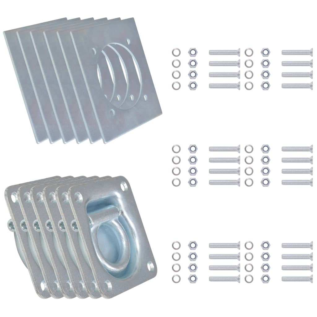 Vidaxl mounting rings for trailer 2000 kg galvanized steel 6 pcs