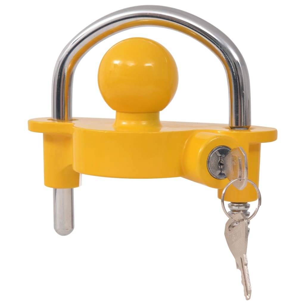 Vidaxl Trailer Lock with 2 Keys Steel and Aluminum Alloy Yellow