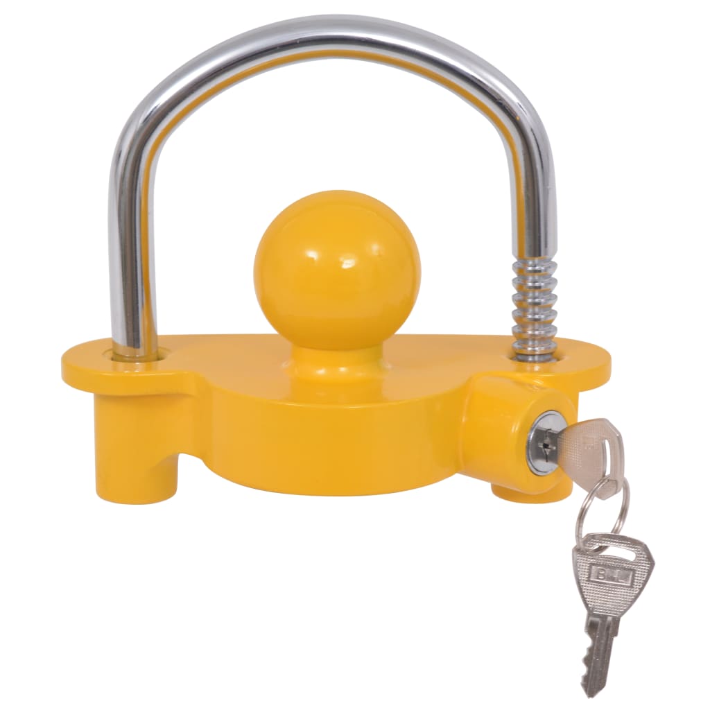 Vidaxl Trailer Lock with 2 Keys Steel and Aluminum Alloy Yellow