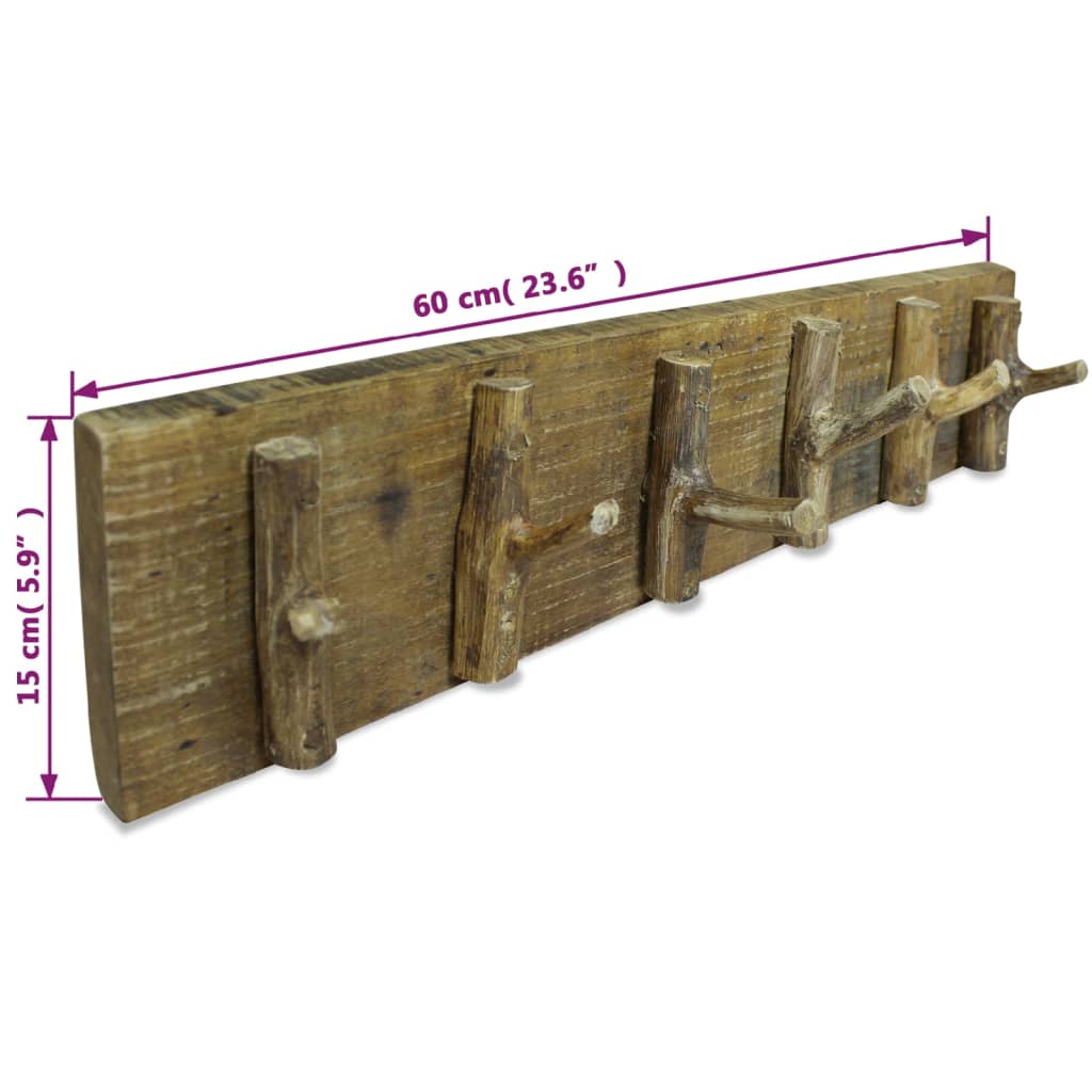 Vidaxl coat rack 60x15 cm mixed reclaimed wood