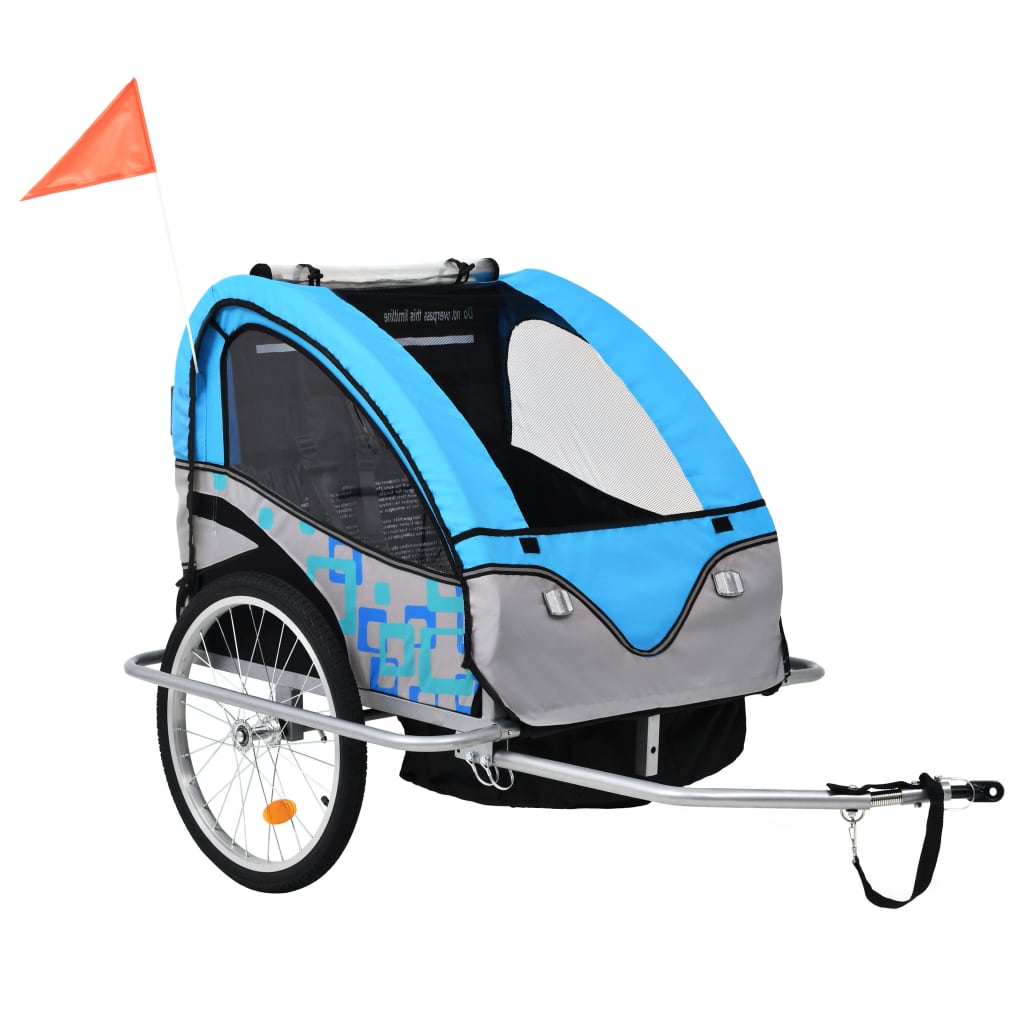 Vidaxl-Fahrradanhänger und Kinderwagen 2-in-1 blau und grau