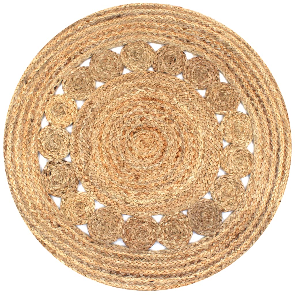 Vidaxl design rug round 90 cm braided jute