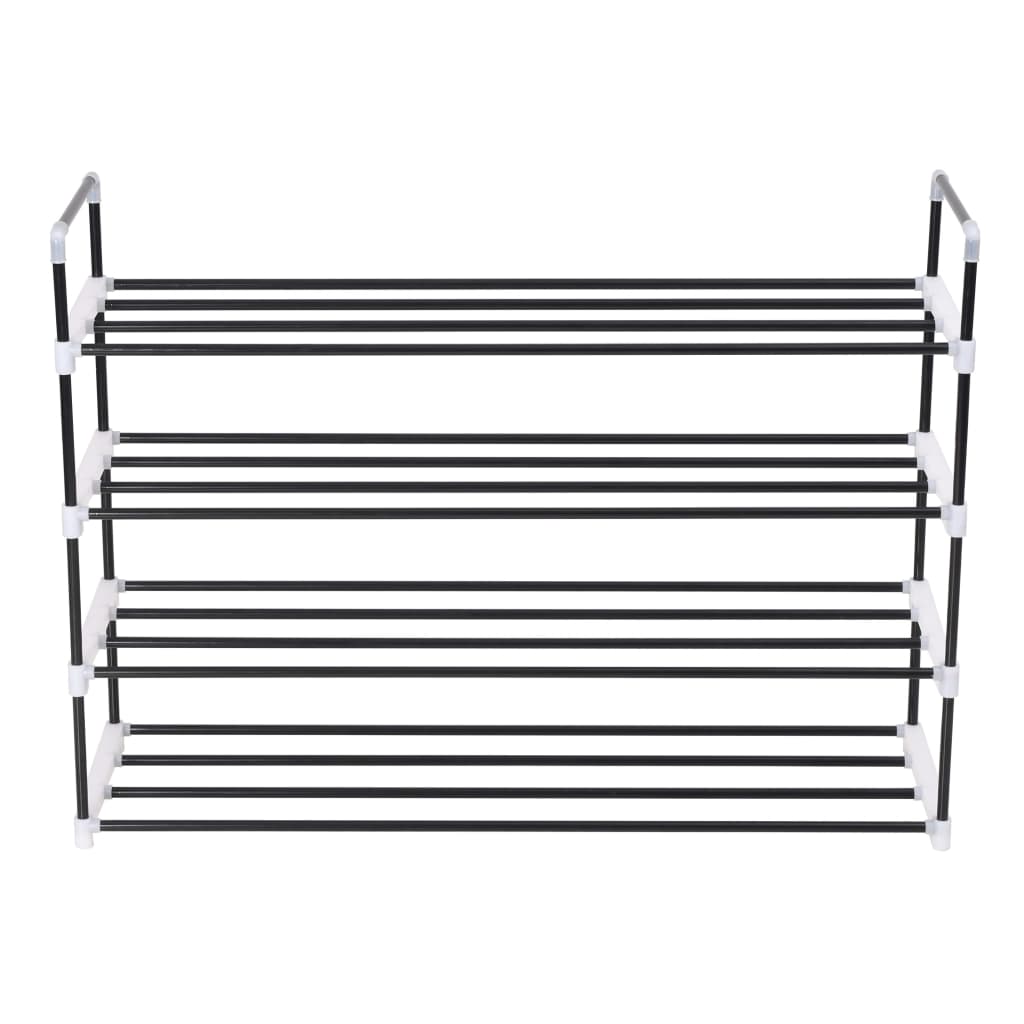 Vidaxl shoe rack with 4 shelves metal and plastic black