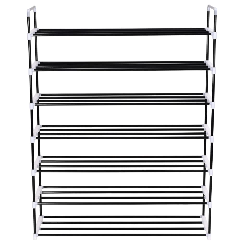 Vidaxl shoe rack with 7 shelves metal and plastic black