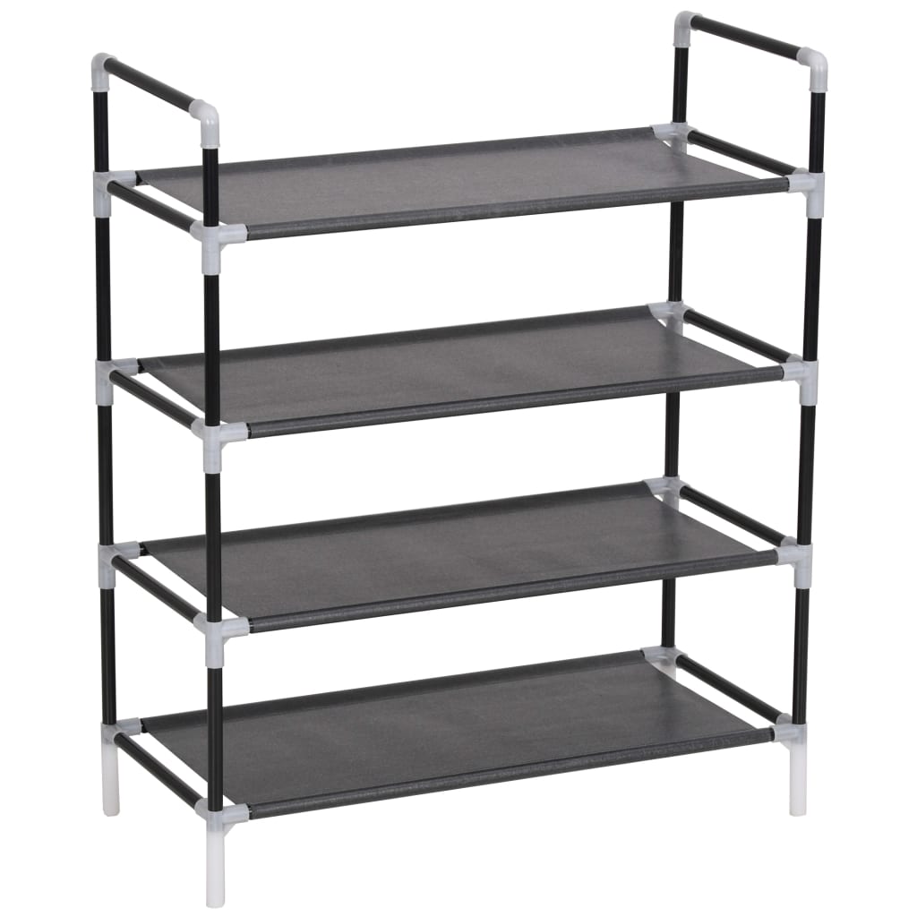 Vidaxl Shoe Rack with 4 Shelves Metal and Non-Woven Fabric Black