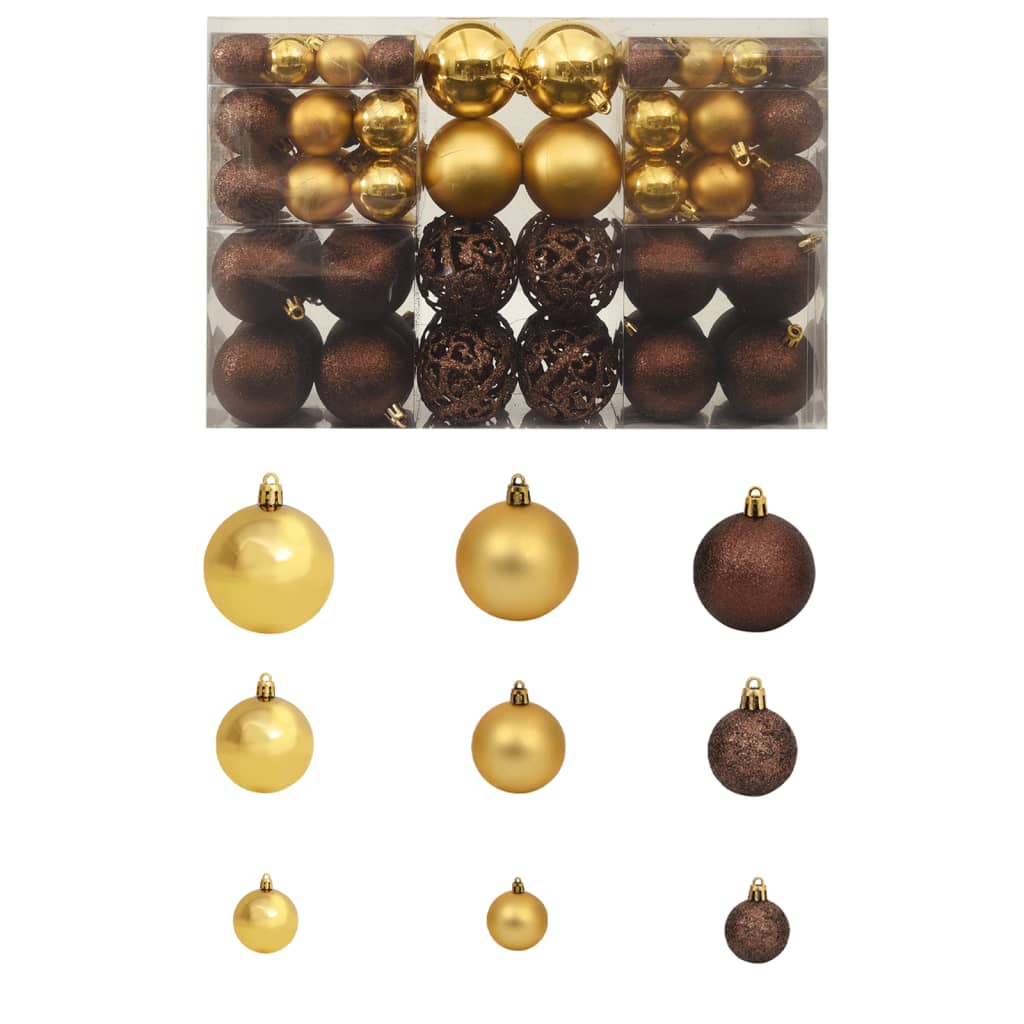 Vidaxl 100-piece Christmas bauble set 3 4 6 cm brown bronze color gold color