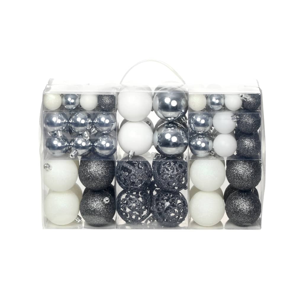 Vidaxl 100-piece Christmas bauble set 3 4 6 cm white gray