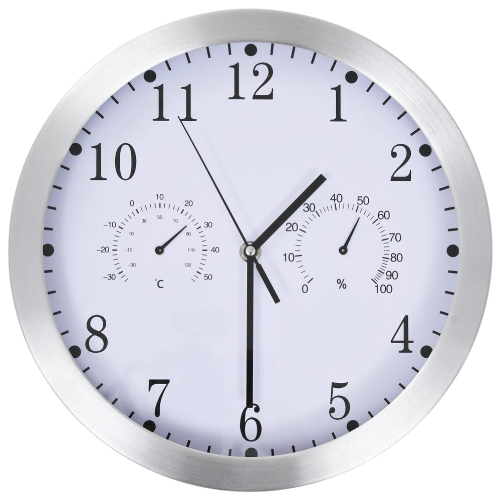 Relógio de parede vidaxl com mecanismo de quartzo termômetro de higrume 30 cm branco