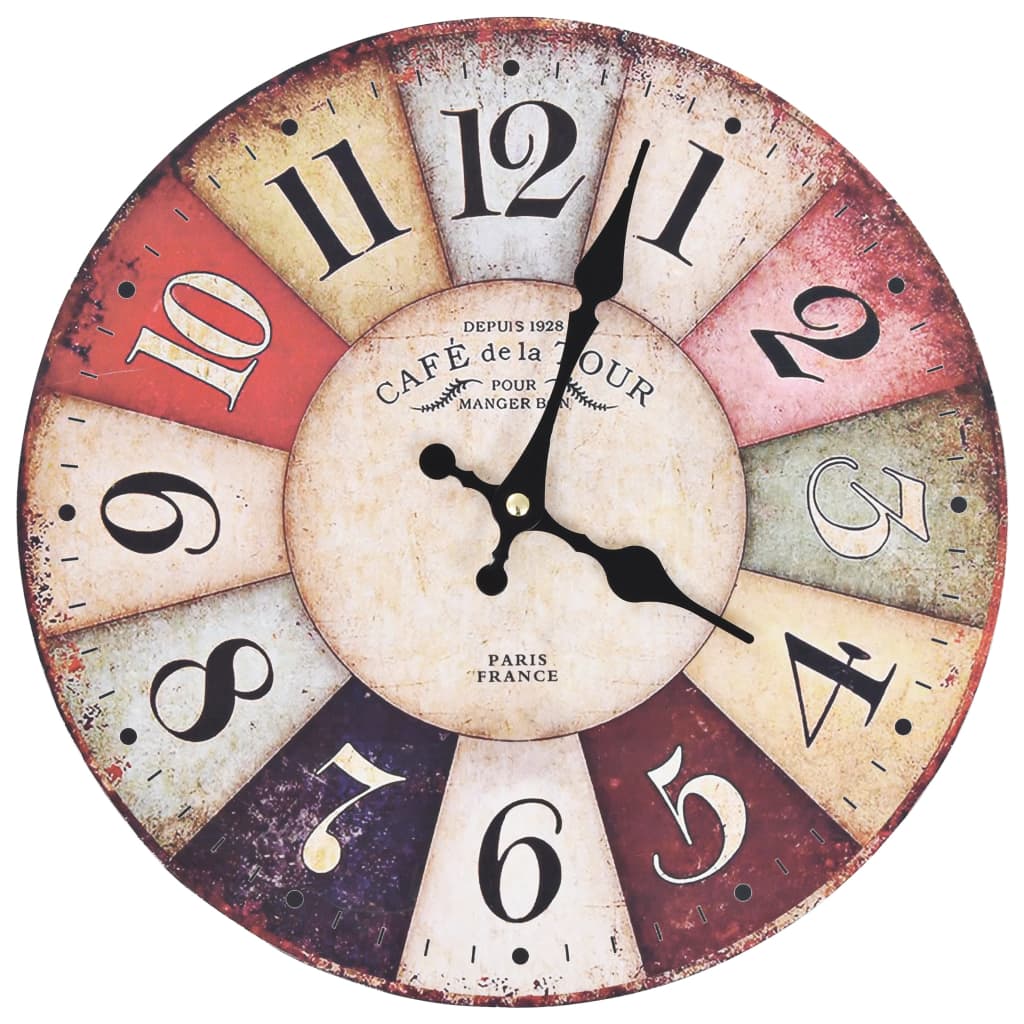 Vidaxl wall clock vintage style 30 cm multicolor