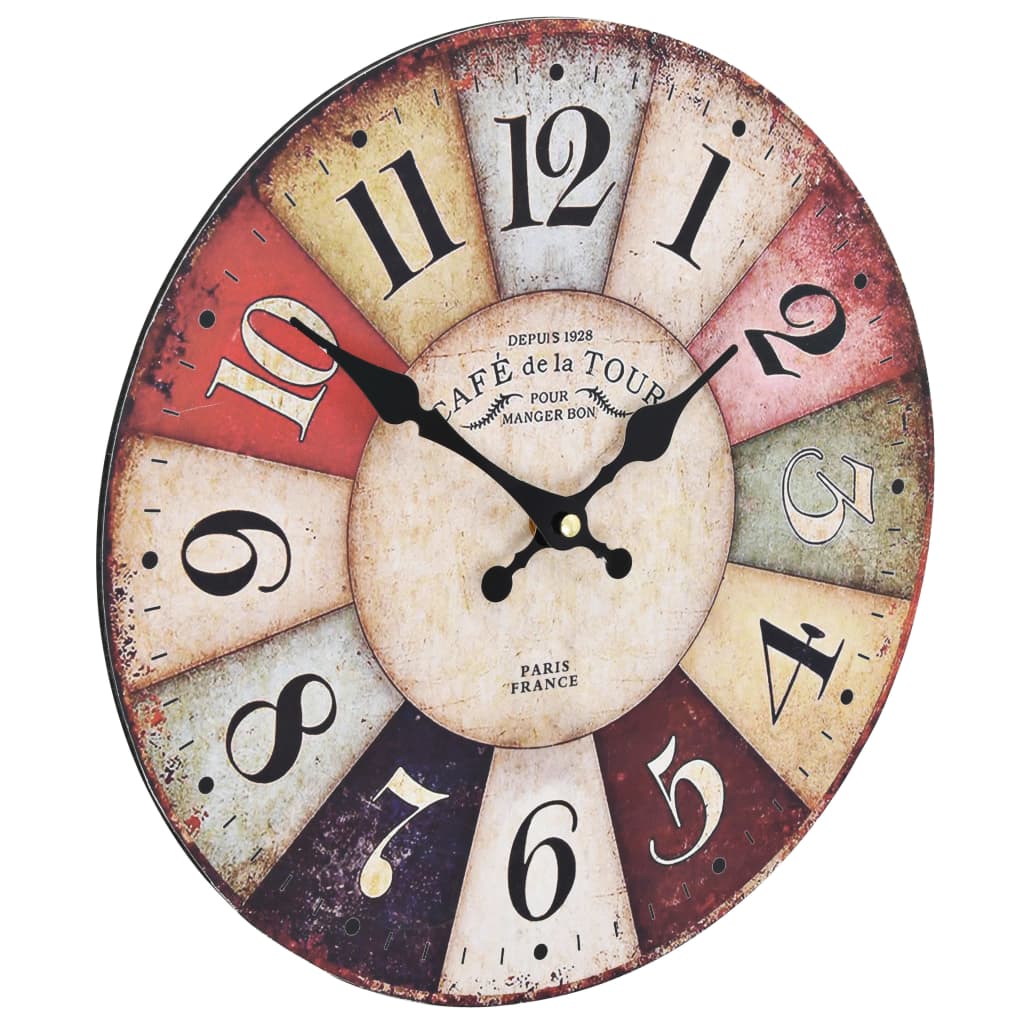 Vidaxl wall clock vintage style 30 cm multicolor