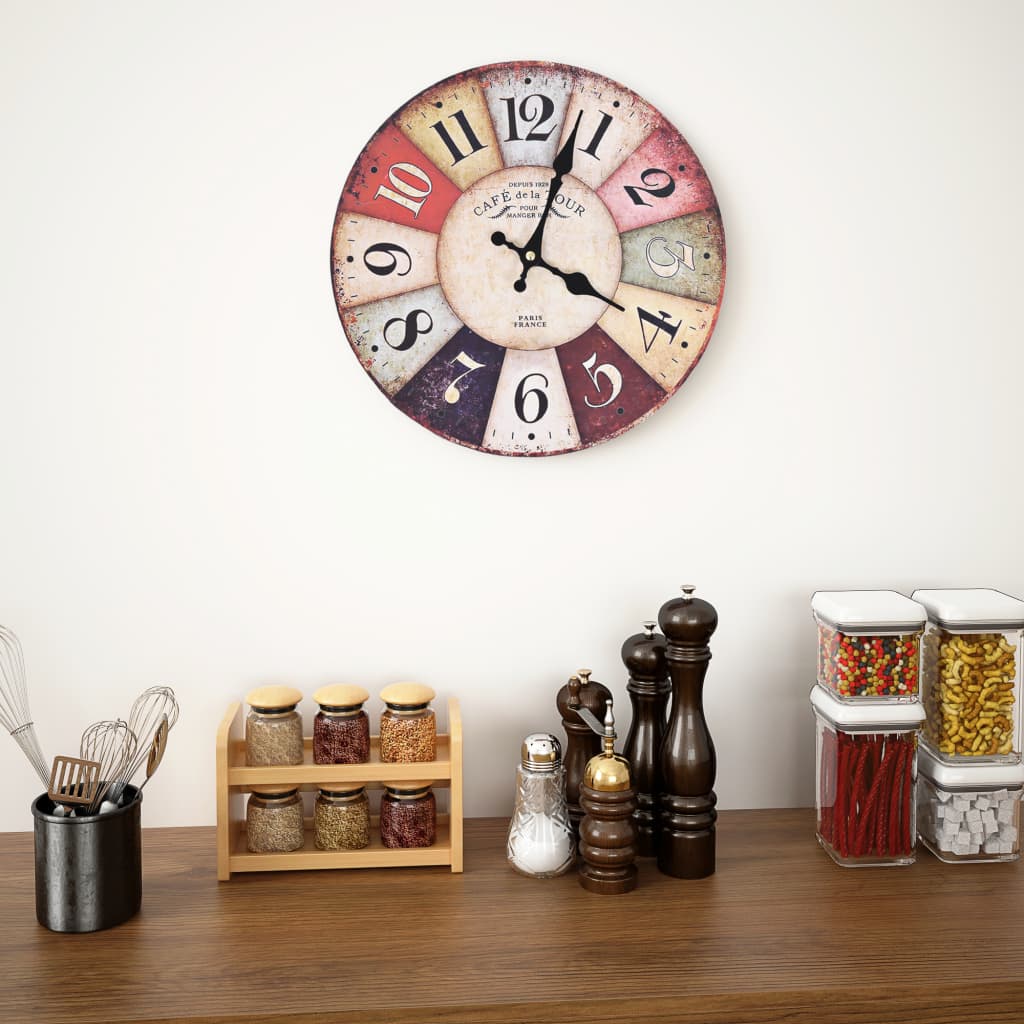Vidaxl wall clock vintage style 30 cm multicolor