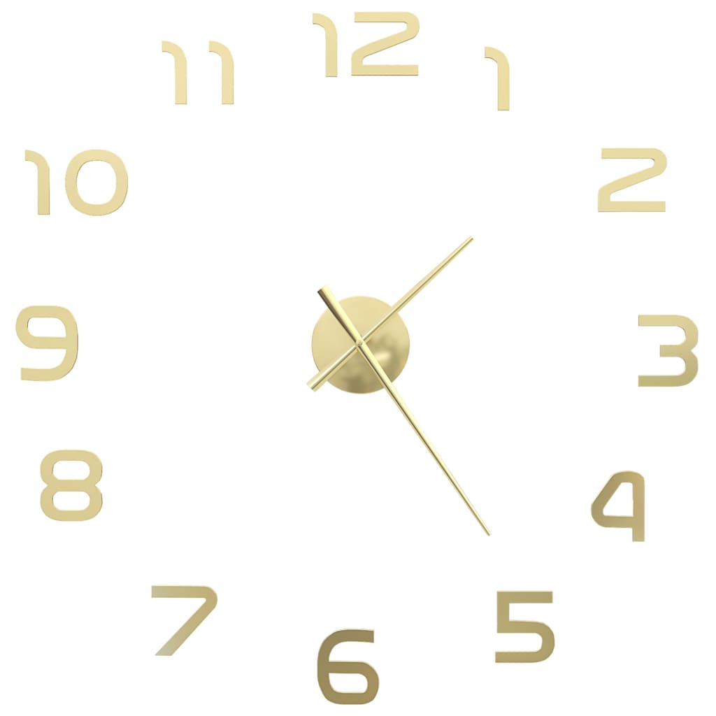 Vidaxl 3D Wall Clock 100cm XXL Modern Gold Color