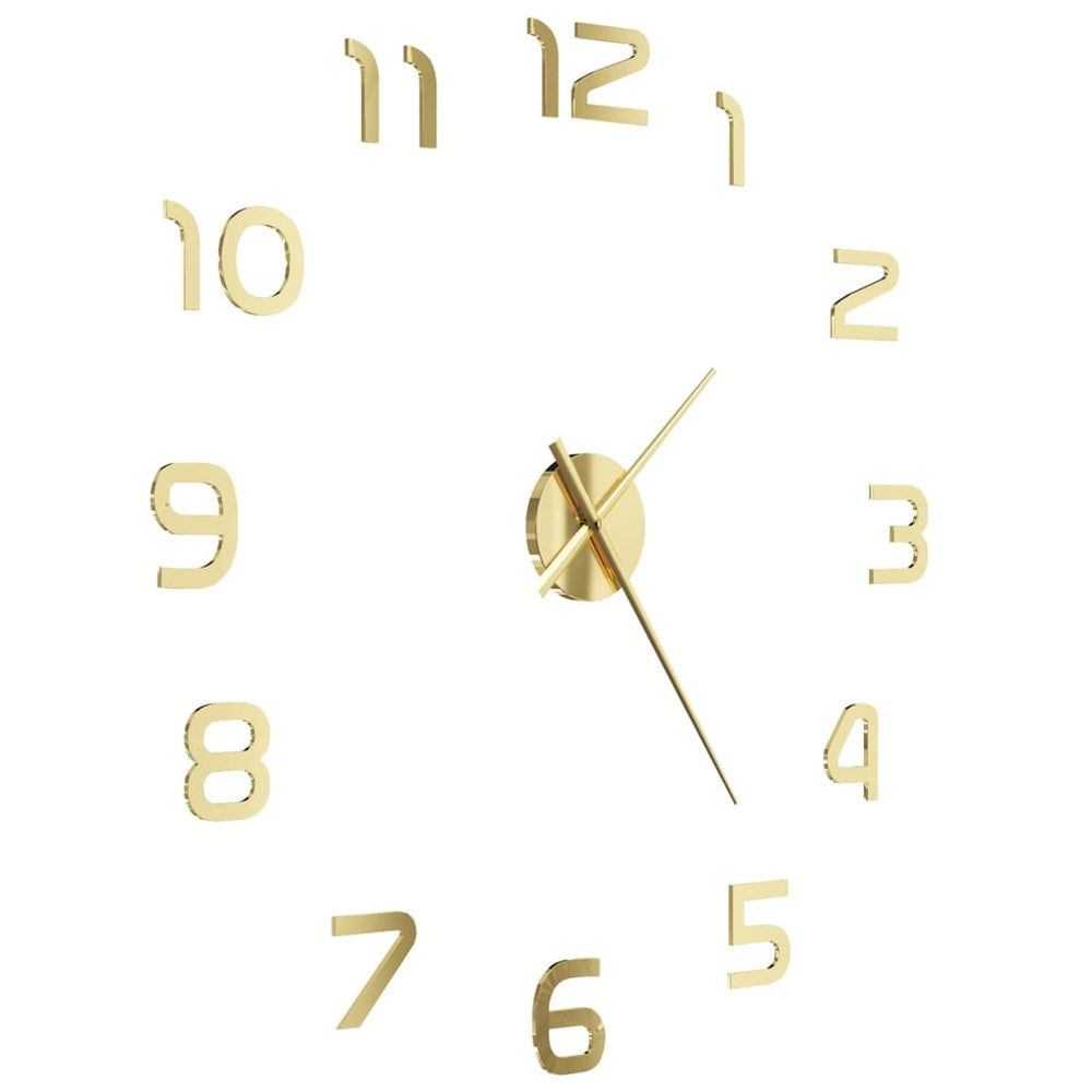 Vidaxl 3D Wall Clock 100cm XXL Modern Gold Color