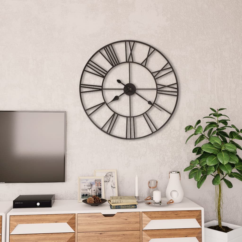 Vidaxl wall clock vintage style with quartz mechanism XXL 80 cm metal