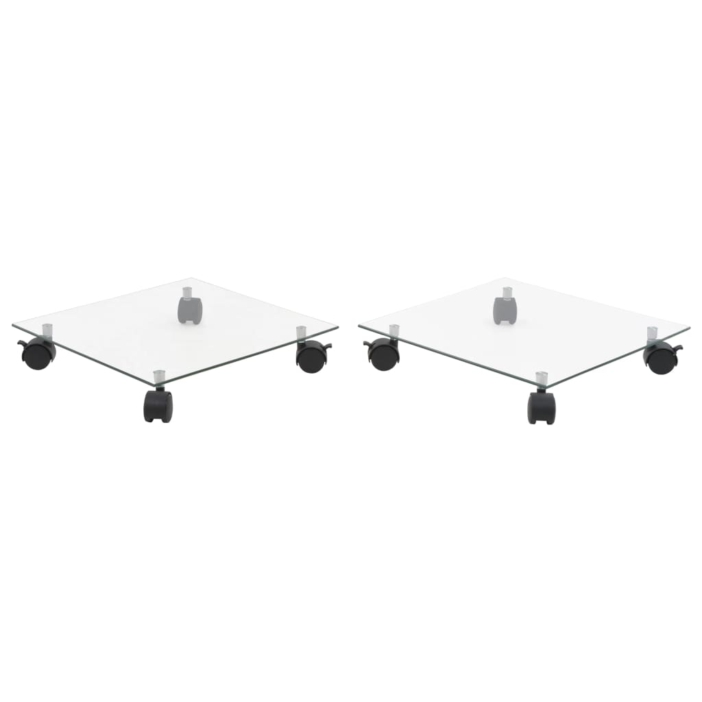 Vidaxl square plant rollers 35x35 cm tempered glass 2 pcs