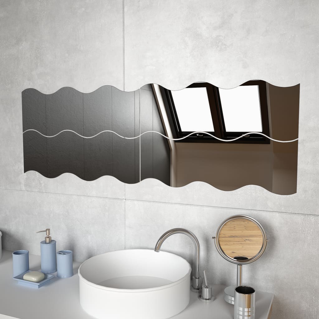 Vidaxx wall mirrors wave-shaped 4 pcs 60x18.5 cm glass