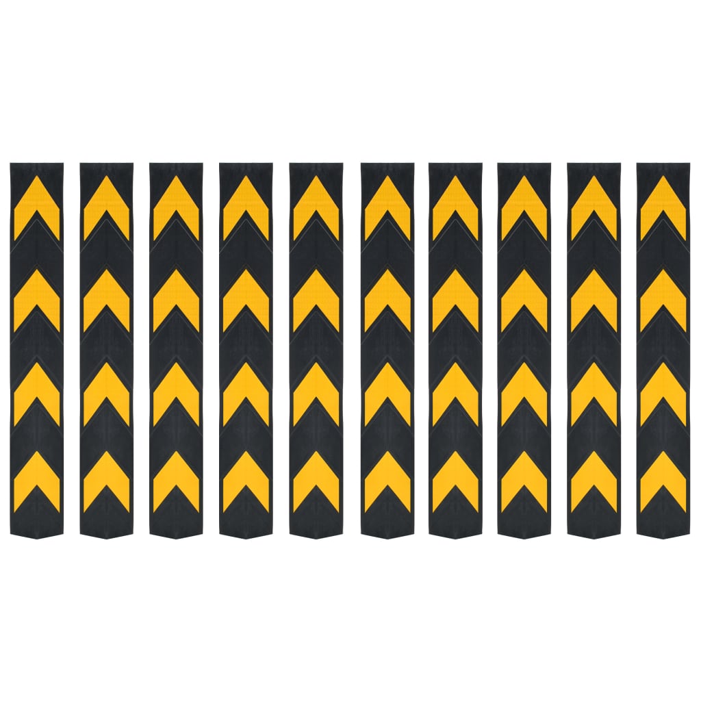 Protégeurs de coin vidaxl reflétant un caoutchouc de 80 cm 10 pcs