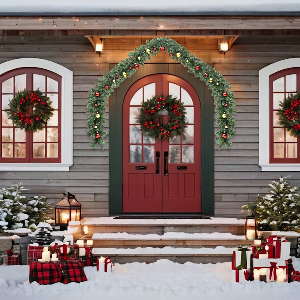 Guirnaldas de Navidad de Vidaxl decorada con bolas de Navidad y luces LED 5 m