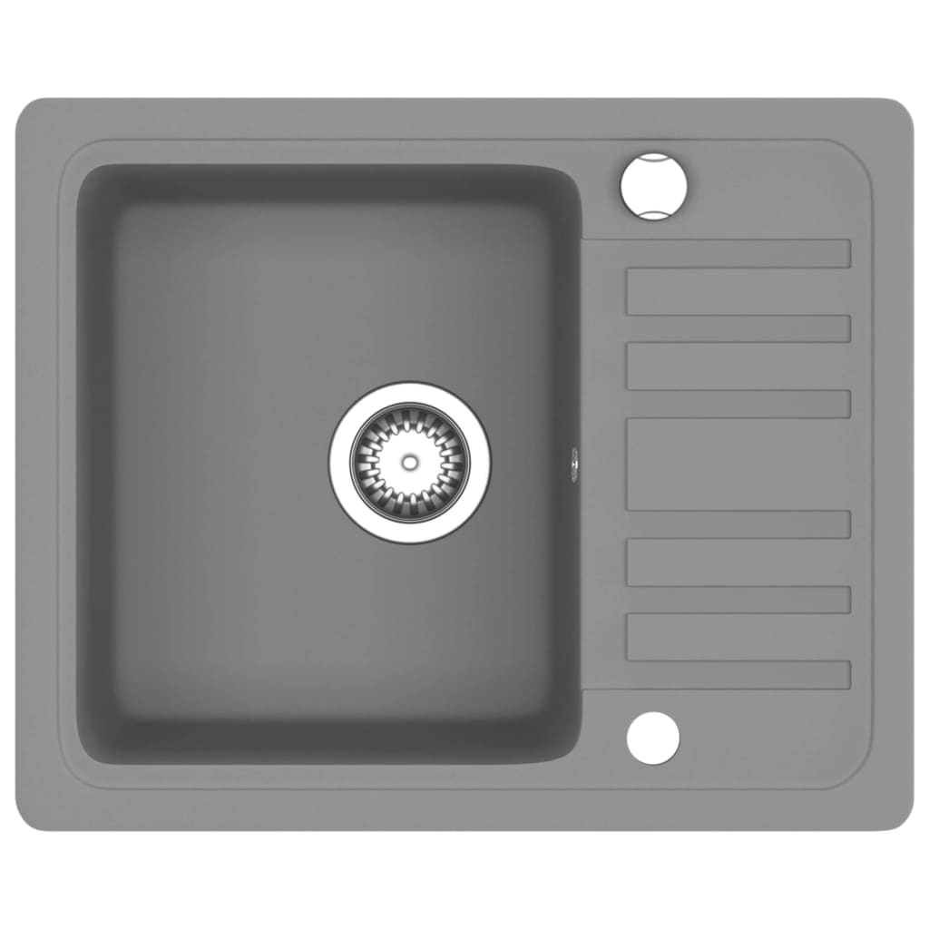 Vidaxl umivalnik enojna posoda granitne sive