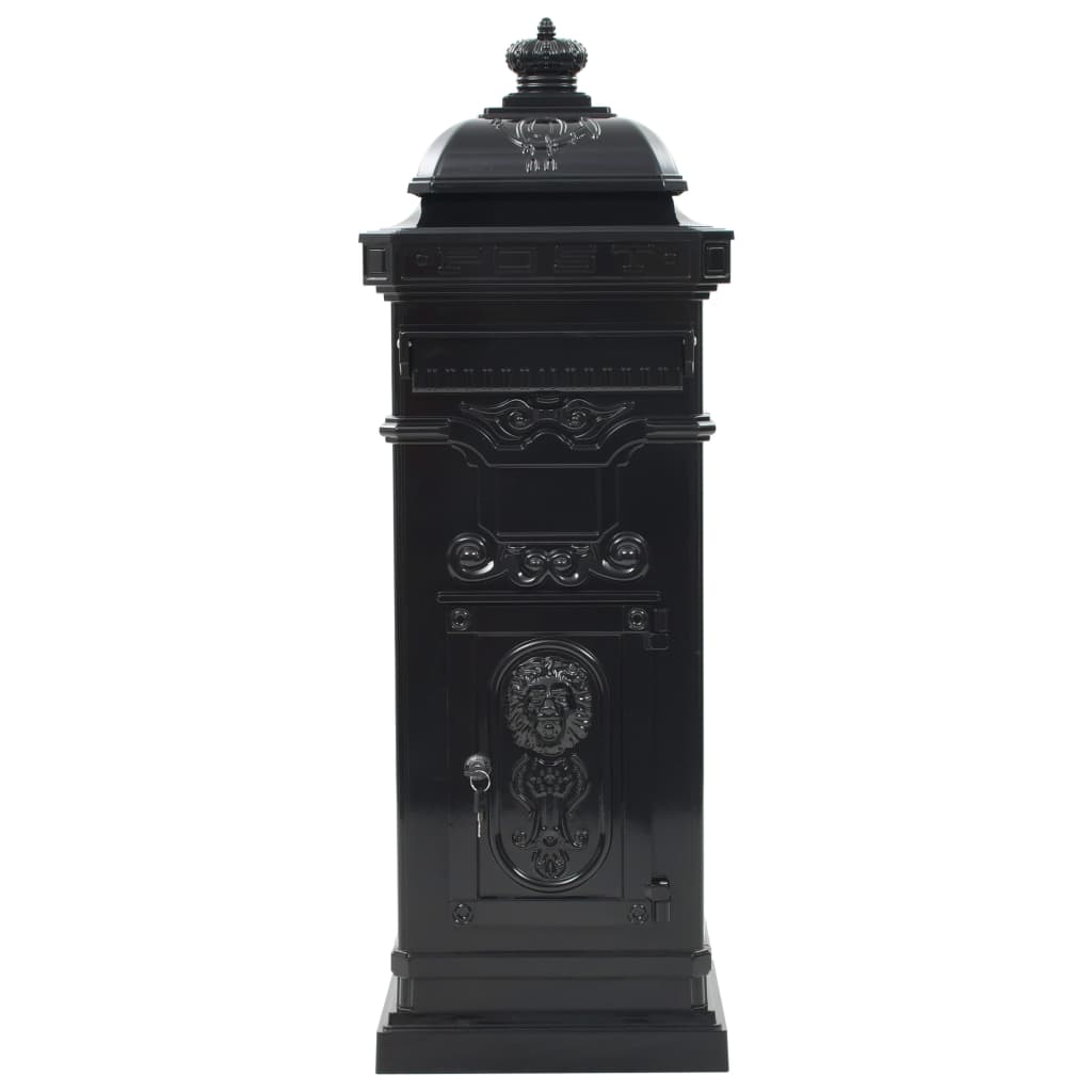 VidaXL pillar mailbox vintage style rust-resistant aluminum black