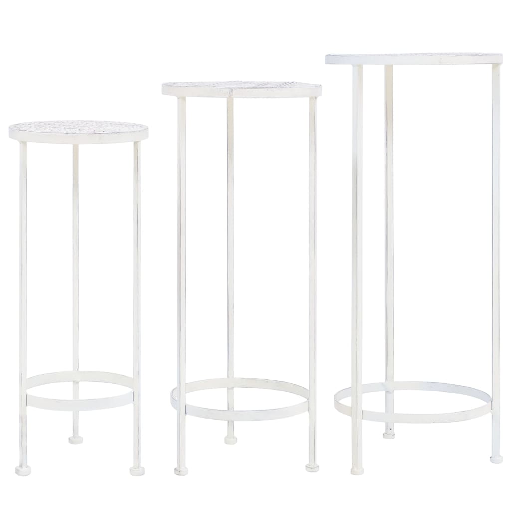 Vidaxl 3-Piece Plant Stand Set Vintage Style Metal Antique White