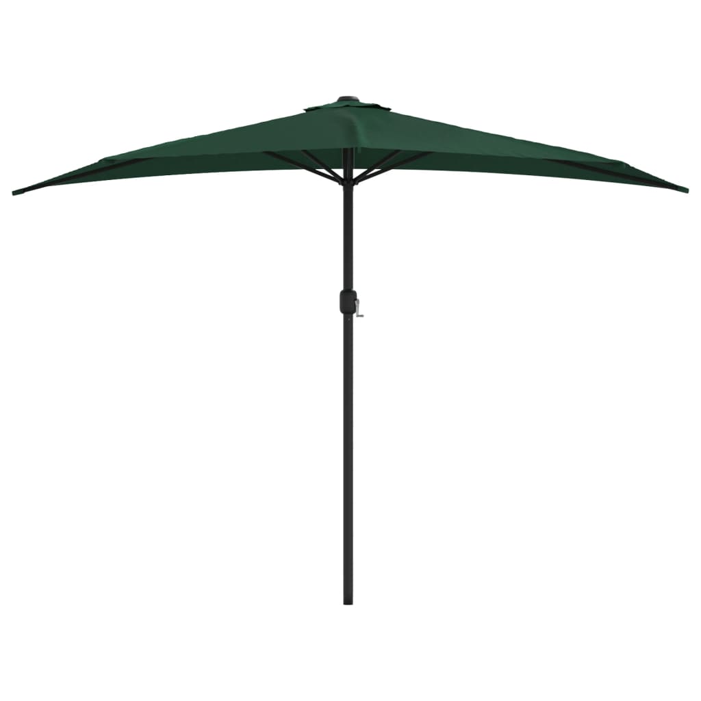 Vidaxl balcon parasol moitié avec poteau en aluminium 300x155 cm vert