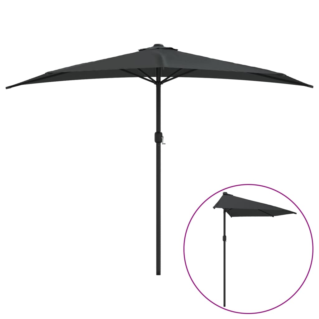 Vidaxl half balcony parasol with aluminum pole 300x155 cm anthracite