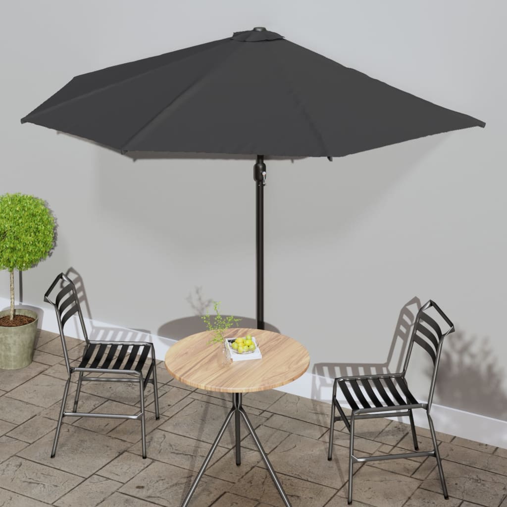 Vidaxl half balcony parasol with aluminum pole 300x155 cm anthracite