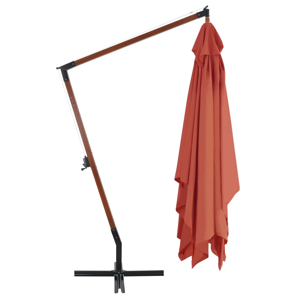 Vidaxl Floating Parasol z drewnianym słupem 400x300 cm Terracotta -Colored