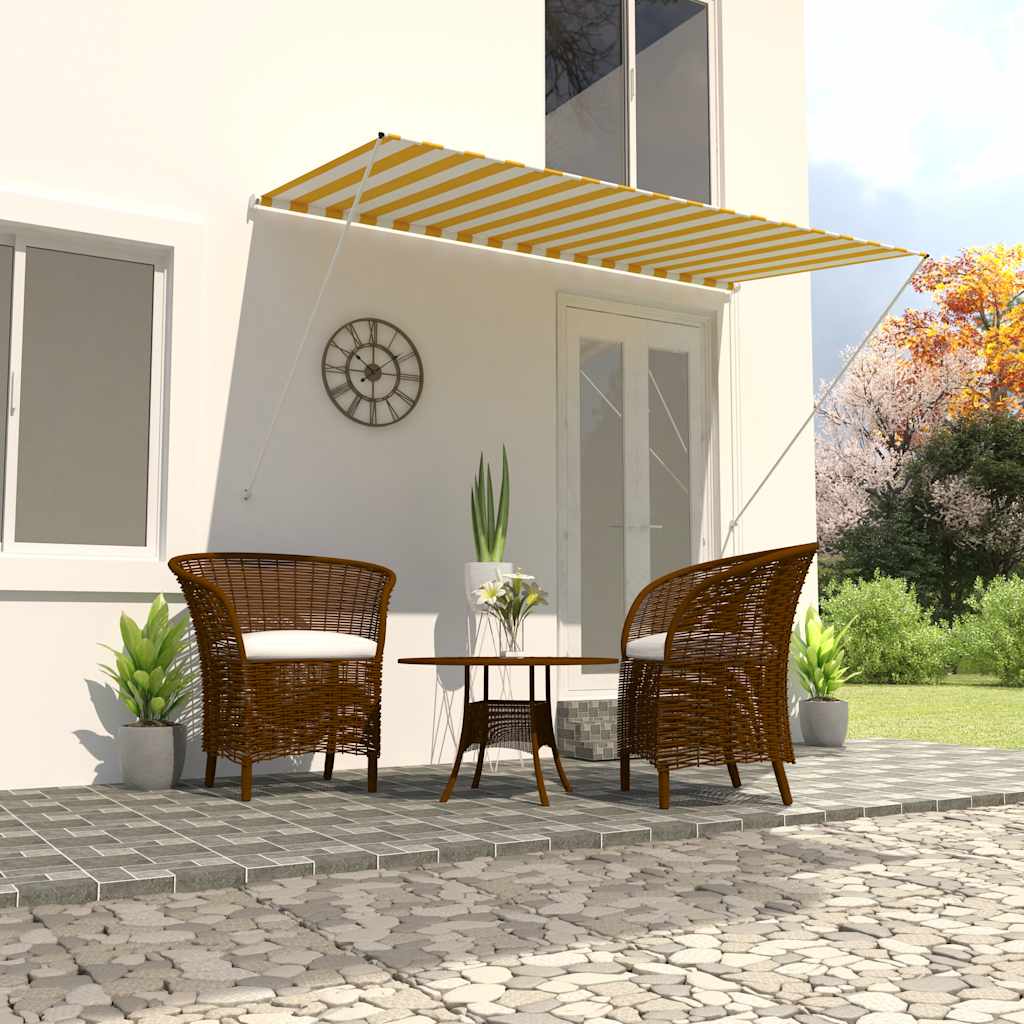 Vidaxl retractable awning 250x150 cm yellow and white