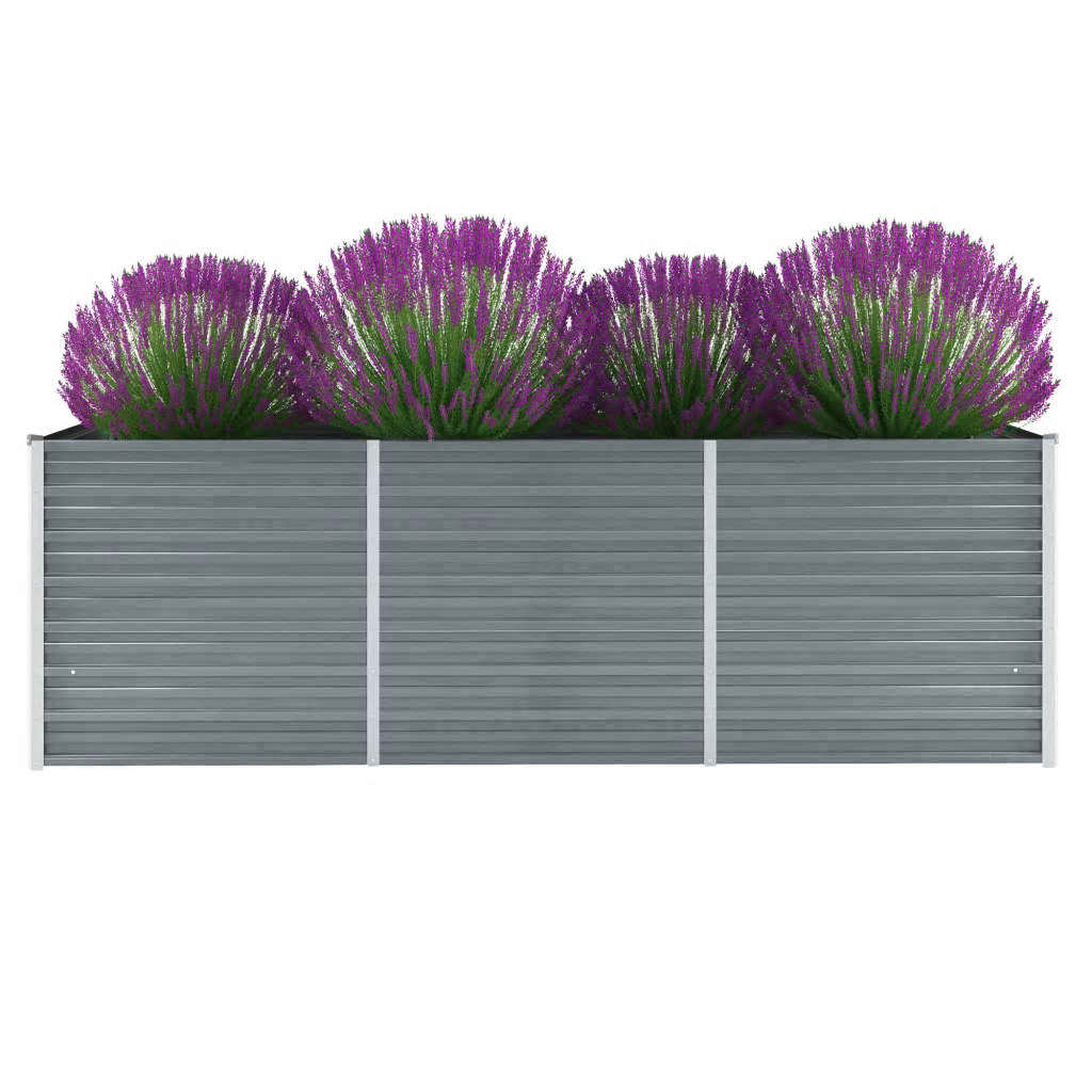 Vidaxl Raised Planter 240x80x77 cm Galvanized Steel Grey